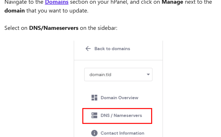 Hostinger domain: change nameserver