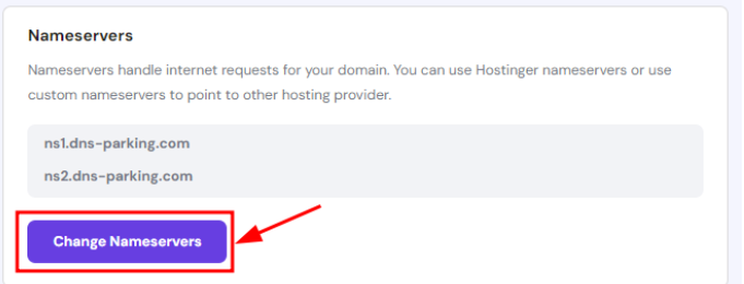 Hostinger domain: change nameserver