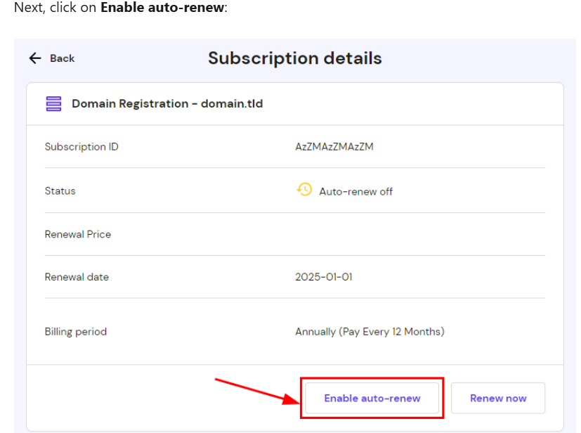 Hostinger domain: auto renewal