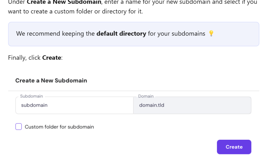 Hostinger domain: subdomain