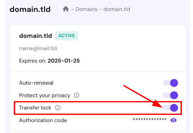 Hostinger domain: domain lock