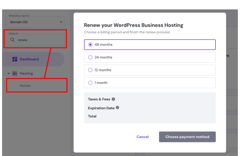 Hostinger domain: renewal